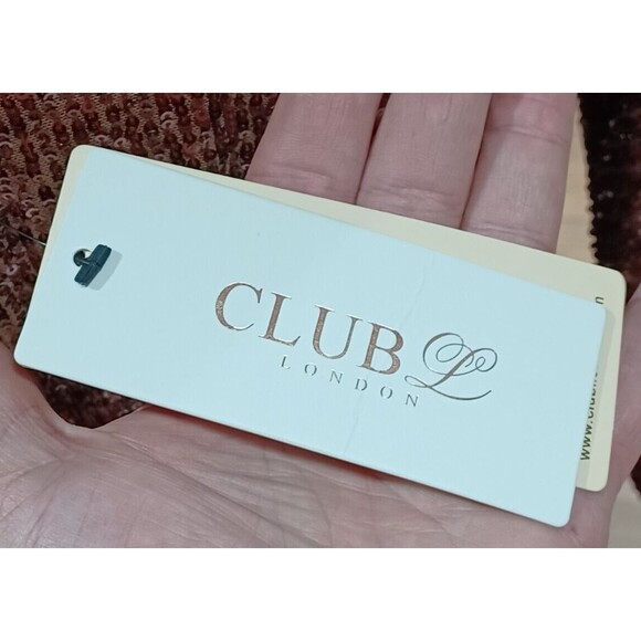 Club L London Dress Mini Orange Brown V-Neck Scoop Back Sequined Formal Sz 8 US - Picture 6 of 9